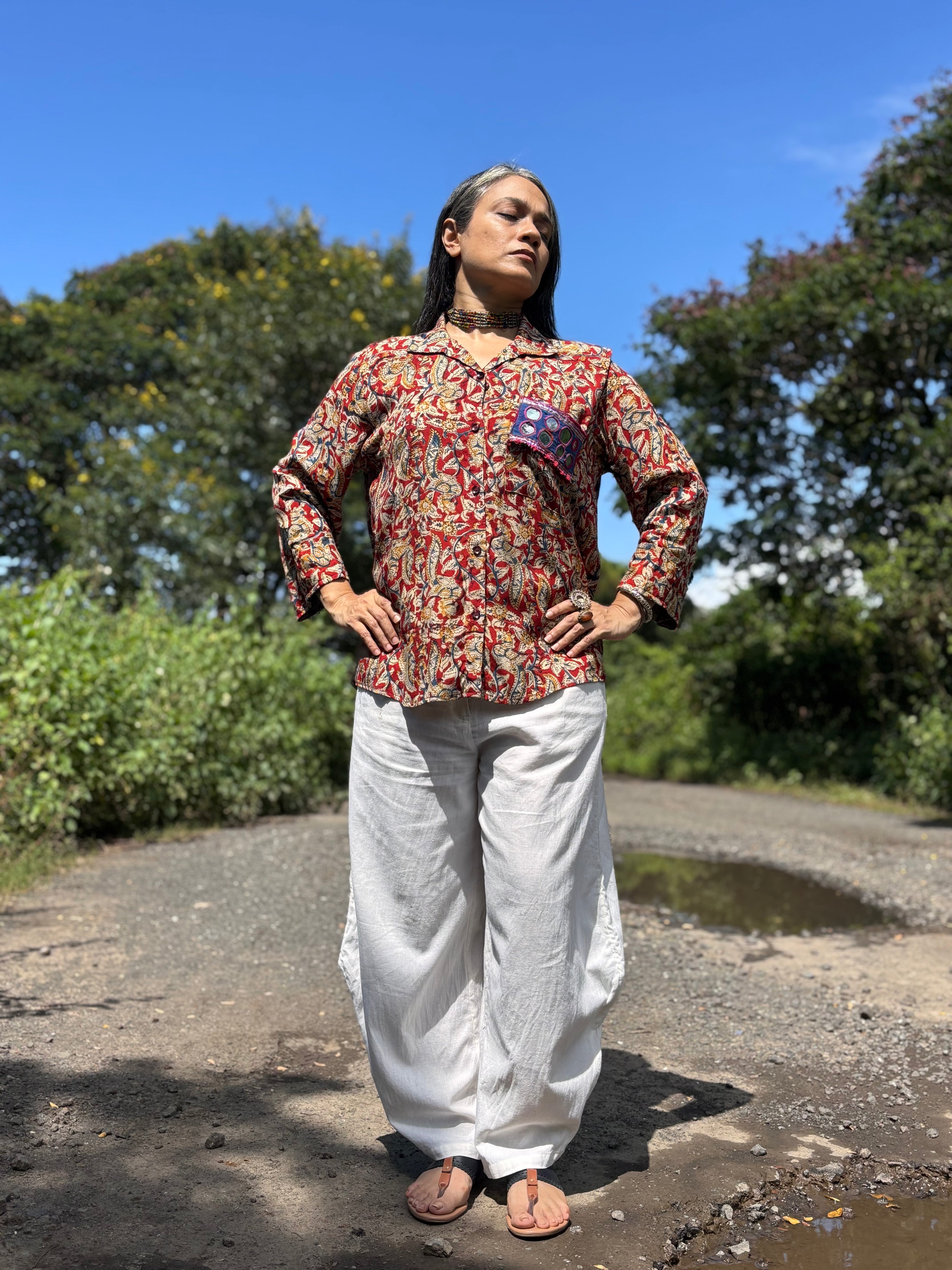 Neeli Gulabi  Kalamkari Shirt