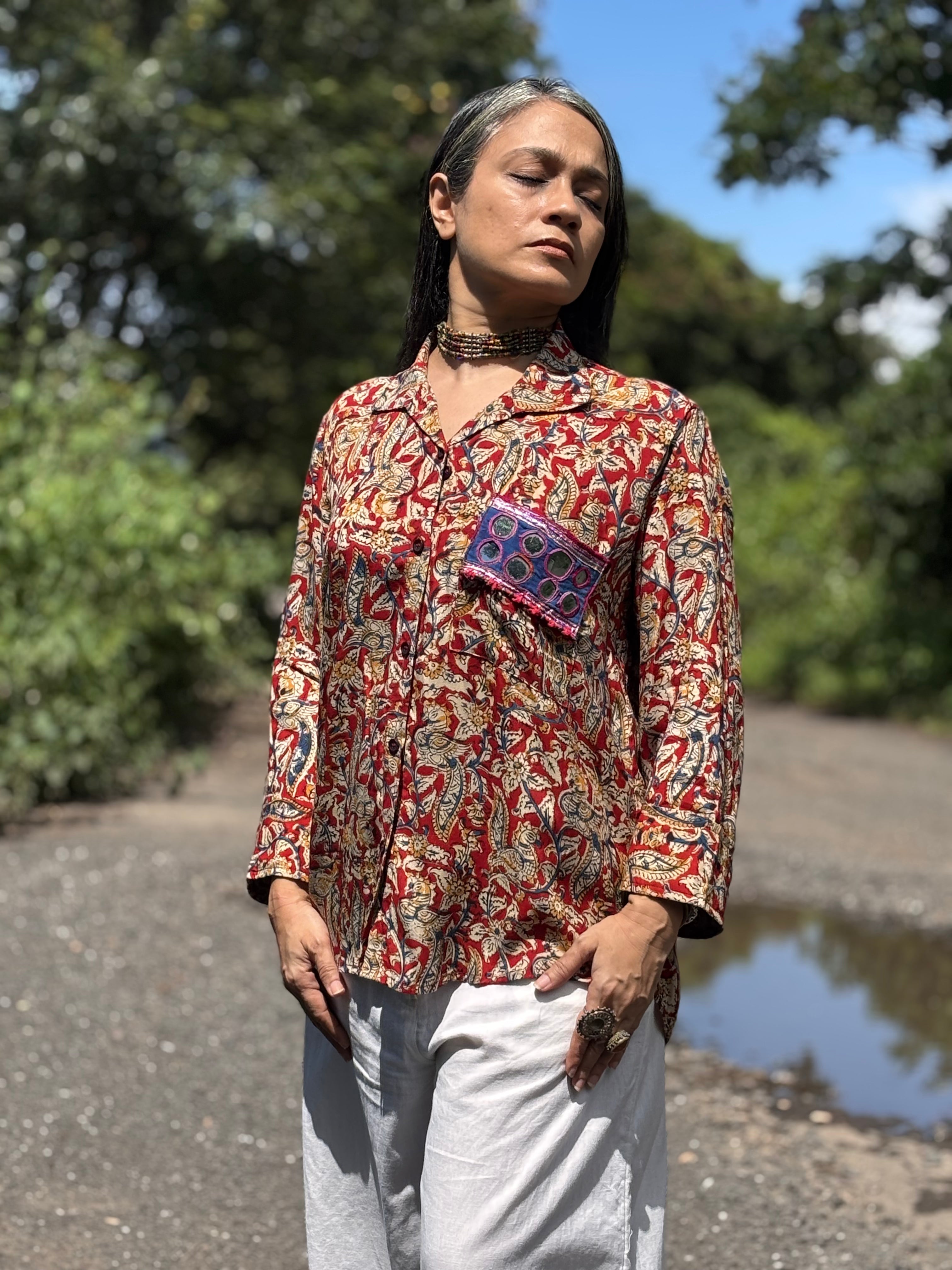 Neeli Gulabi  Kalamkari Shirt
