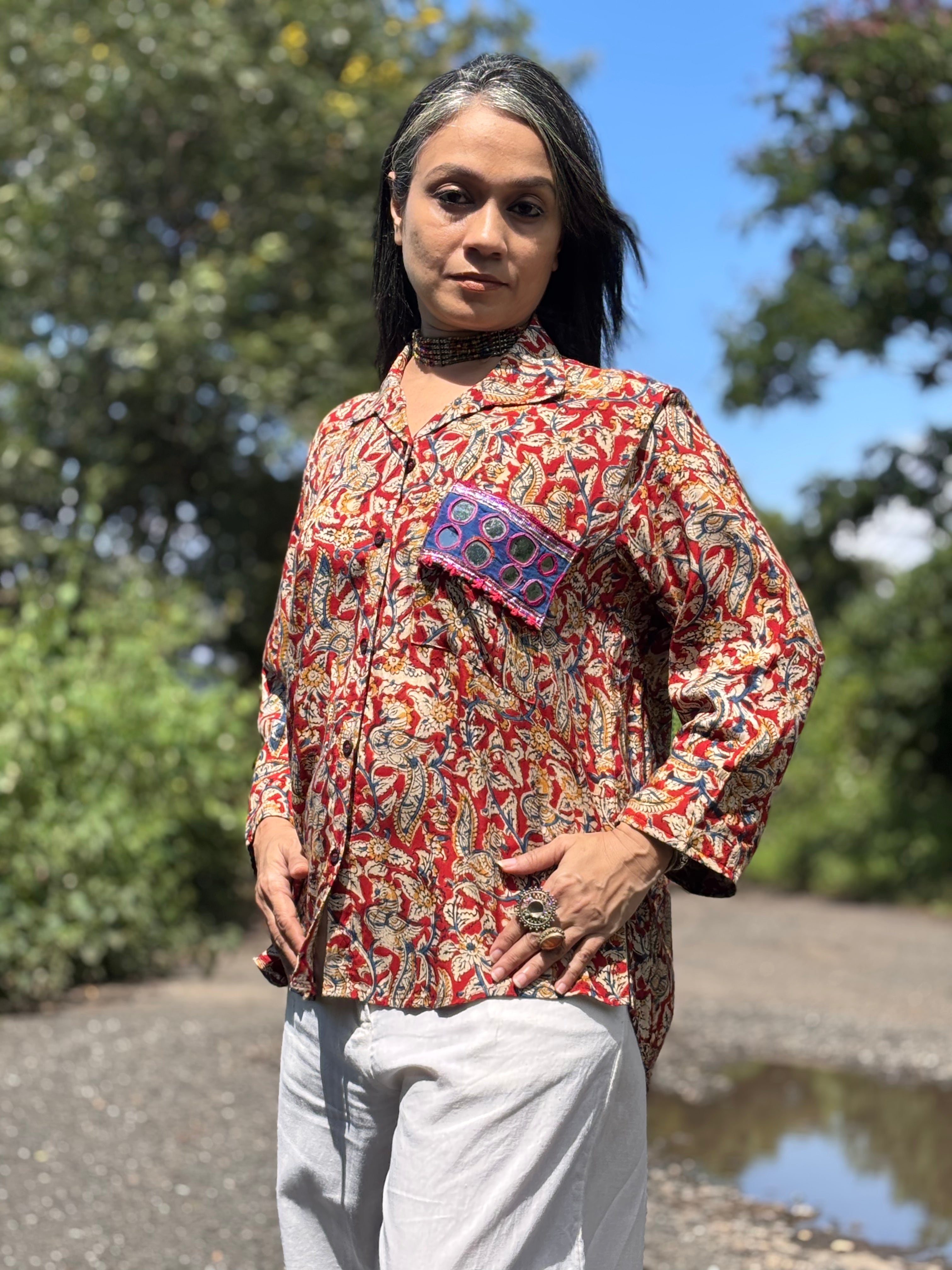 Neeli Gulabi  Kalamkari Shirt