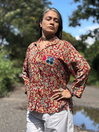 Chamkili Red Kalamkari Shirt