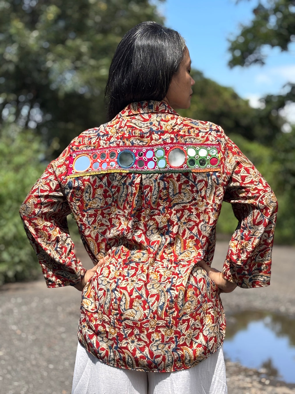 Chamkili Red Kalamkari Shirt