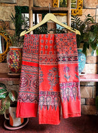 Ajrak Saffron Cotton Stole