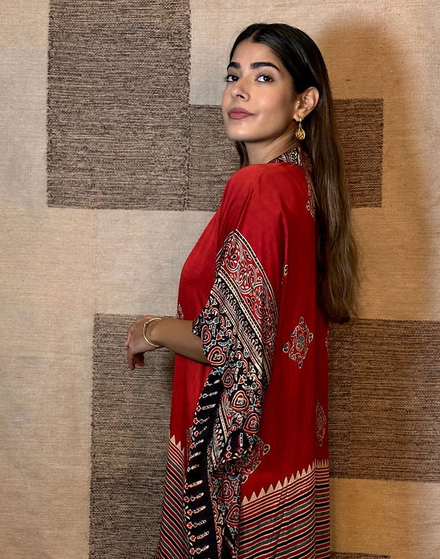 Ajrak Red Kaftaan