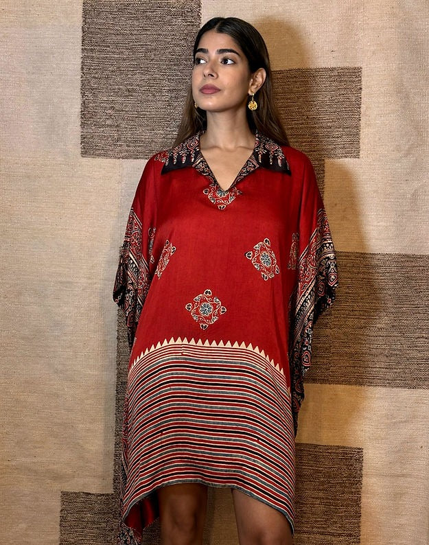 Ajrak Red Kaftaan