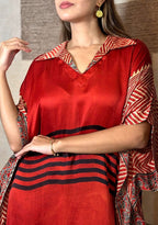 Ajrak Kaftaan With Stripes
