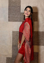Ajrak Kaftaan With Stripes
