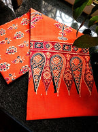 Ajrak Saffron Cotton Stole